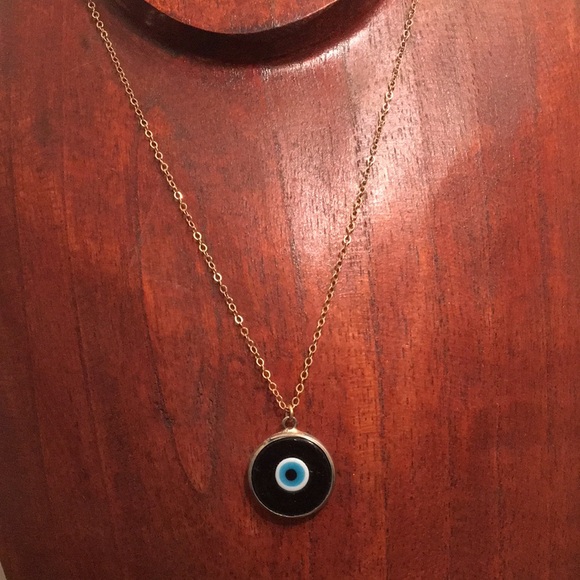 Blue and Gold Minimalist Necklace with Pendant - Picture 3 of 4